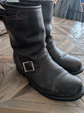 Women's Brown Leather Engineer Boots - Classic Buckle Style